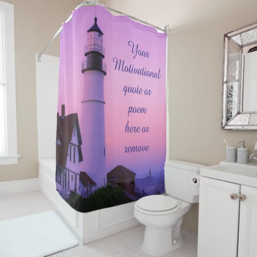 Rideaux De Douche Ciel rose phare (En situation)