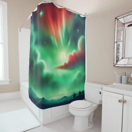 Rideaux De Douche ciel vert (En situation)