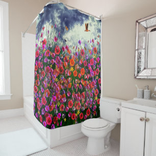 Rideaux De Douche Ciels bleus - Champs Fleurs sauvages