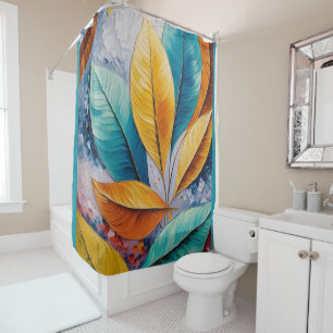 Rideaux De Douche Ciels illuminés   Pièce maîtresse de feuille Abstr