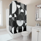 Rideaux De Douche Circles Halves Black Gray (En situation)