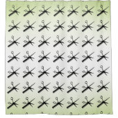 Rideaux De Douche Ciseaux et Peigne Vert (Devant)