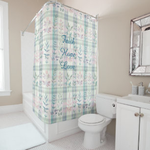 Rideaux De Douche Citation chrétienne personnalisée Light Pastel Pla