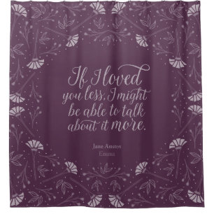 Rideaux De Douche Citation de Jane Austen Emma Purple Floral Love