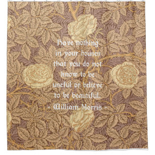 Rideaux De Douche Citation de William Morris sur le motif de rose