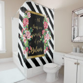 Rideaux De Douche Citation d'inspiration dorée moderne (En situation)