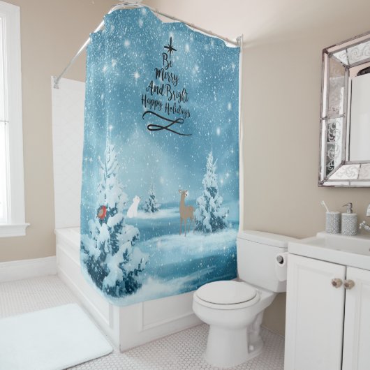 Rideaux De Douche Citation Joyeuses Fêtes (En situation)