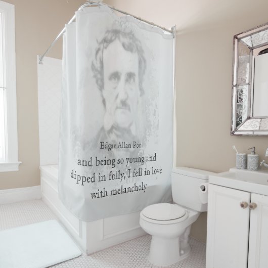 Rideaux De Douche Citation Melancholy du poète Edgar Allan Poe (En situation)