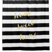 Rideaux De Douche Citation personnalisée Gold Black Stripes Chic (Devant)