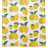 Rideaux De Douche Citron Motif Fruit Rétro Jaune Sur Blanc (Devant)