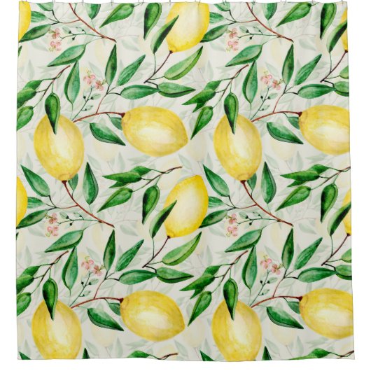 Rideaux De Douche citrons aquarelle, motif de fruits sans soudure. (Devant)