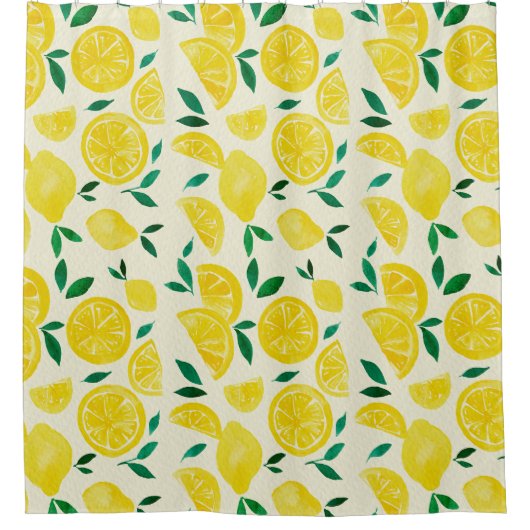 Rideaux De Douche citrons d'aquarelle - jaune et vert (Devant)