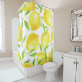 Rideaux De Douche citrons et feuilles d'aquarelle : motif. (En situation)