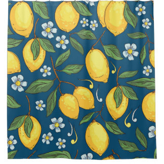 Rideaux De Douche Citrons jaunes : Motif de fruits tropicaux.