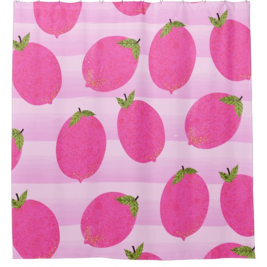 Rideaux De Douche Citrons roses Lemonade Fruits d'été Fun brillant (Devant)
