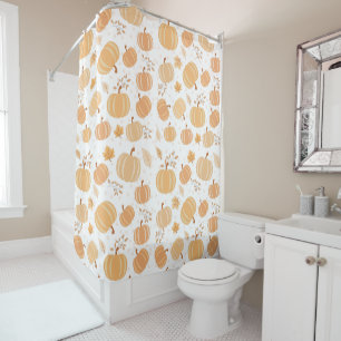 Rideaux De Douche Citrouille d'automne et Motif pastel de feuilles