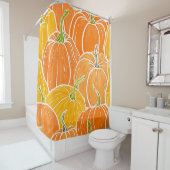 Rideaux De Douche Citrouille de dessin, motif d'automne mignon. (En situation)