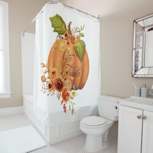 Rideaux De Douche Citrouille florale Remercier (En situation)
