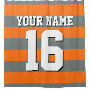 Rideaux De Douche Citrouille Orange Charcoal Sports Jersey Stripe