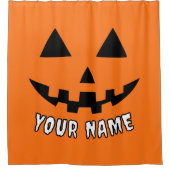 Rideaux De Douche Citrouille orange personnalisé Halloween Votre Nom (Devant)