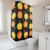 Rideaux De Douche Citrouille orange ronde et jaune. Col aquatique sa (En situation)