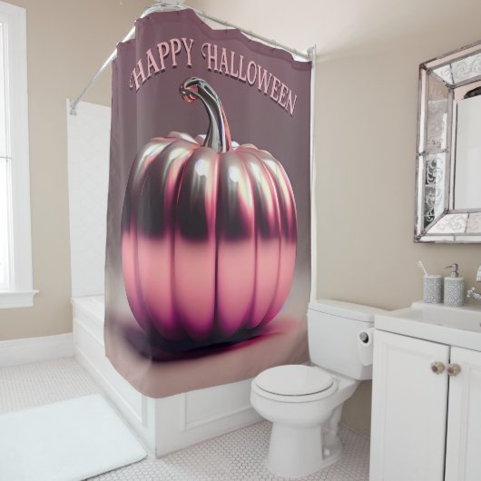 Rideaux De Douche Citrouille rose brillant (En situation)