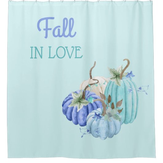Rideaux De Douche Citrouille turquoise bleu turquoise automne automn (Devant)