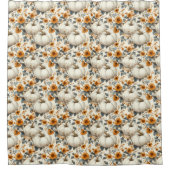 Rideaux De Douche Citrouilles blancs et fleurs orange tombent (Devant)