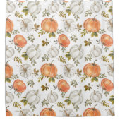 Rideaux De Douche Citrouilles d'aquarelle et Motif d'automne de feui (Devant)