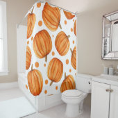 Rideaux De Douche Citrouilles dessinés à la main : motif d'Halloween (En situation)