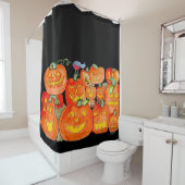 Rideaux De Douche Citrouilles d'Halloween avec des Animaux (En situation)