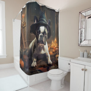 Rideaux De Douche Citrouilles d'Halloween effrayantes de Bouledogue