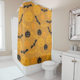 Rideaux De Douche Citrouilles d'Halloween et chauves-souris