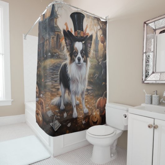 Rideaux De Douche Citrouilles Papillon Halloween Épouvantable (En situation)