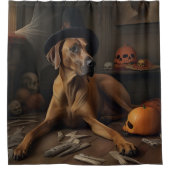 Rideaux De Douche Citrouilles Rhodesian Ridgeback Halloween Épouvant (Devant)
