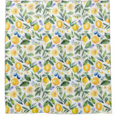 Rideaux De Douche Citrus méditerranéen aux fleurs bleues (Devant)