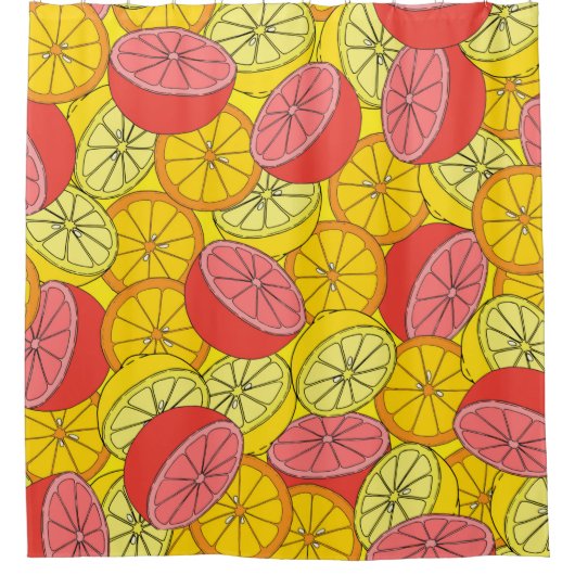 Rideaux De Douche Citrus seamless pattern many oranges, lemons, grap (Devant)