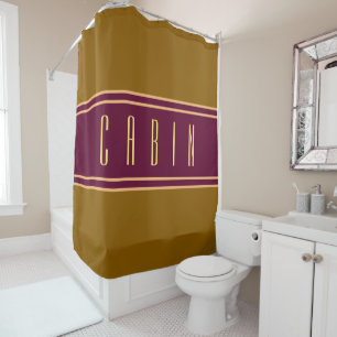 Rideaux De Douche Classé Golden Brown Burgundy Stripes Cabine Texte