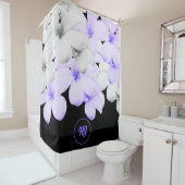 RIDEAUX DE DOUCHE CLASSE MODERNE MONOGRAMME FLORALE (En situation)
