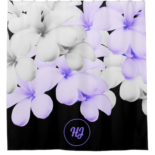 RIDEAUX DE DOUCHE CLASSE MODERNE MONOGRAMME FLORALE (Devant)