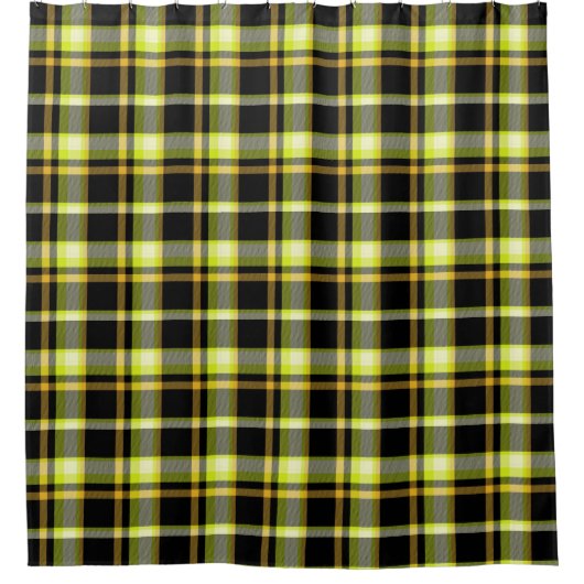 Rideaux De Douche Classic Jaune Noir Plaid Motif Retro Tartan (Devant)