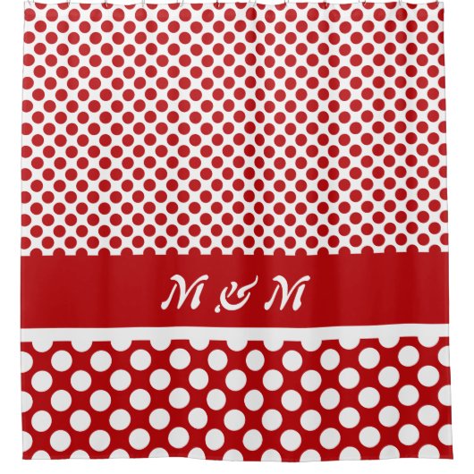 Rideaux De Douche Classic Monogramme Pot Rouge & Blanc Polka (Devant)