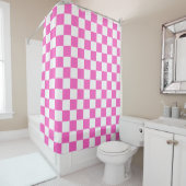 Rideaux De Douche Classic visual pink checkerboard (En situation)