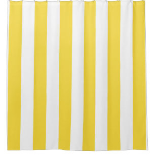 Rideaux De Douche Classic Wide Stripes, citron jaune et blanc