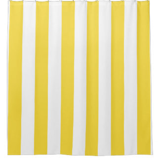 Rideaux De Douche Classic Wide Stripes, citron jaune et blanc