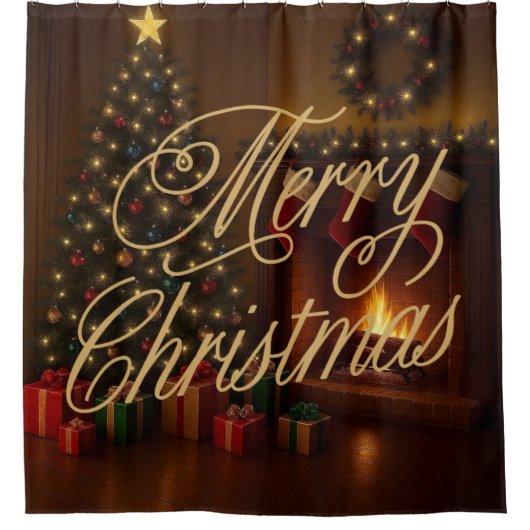 Rideaux De Douche Classique, Joyeux Noël traditionnel (Devant)