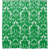 Rideaux De Douche Classique Kelly Green & White Damask Floral (Devant)