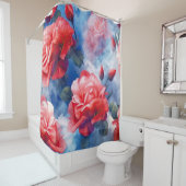 Rideaux De Douche Classiques - Mémoires divines Roses roses et rouge (En situation)