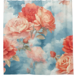 Rideaux De Douche Classiques - Roses roses et rouges angéliques dans