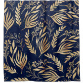 Rideaux De Douche Classy Gold Foliage Botanique Bleu Design (Devant)